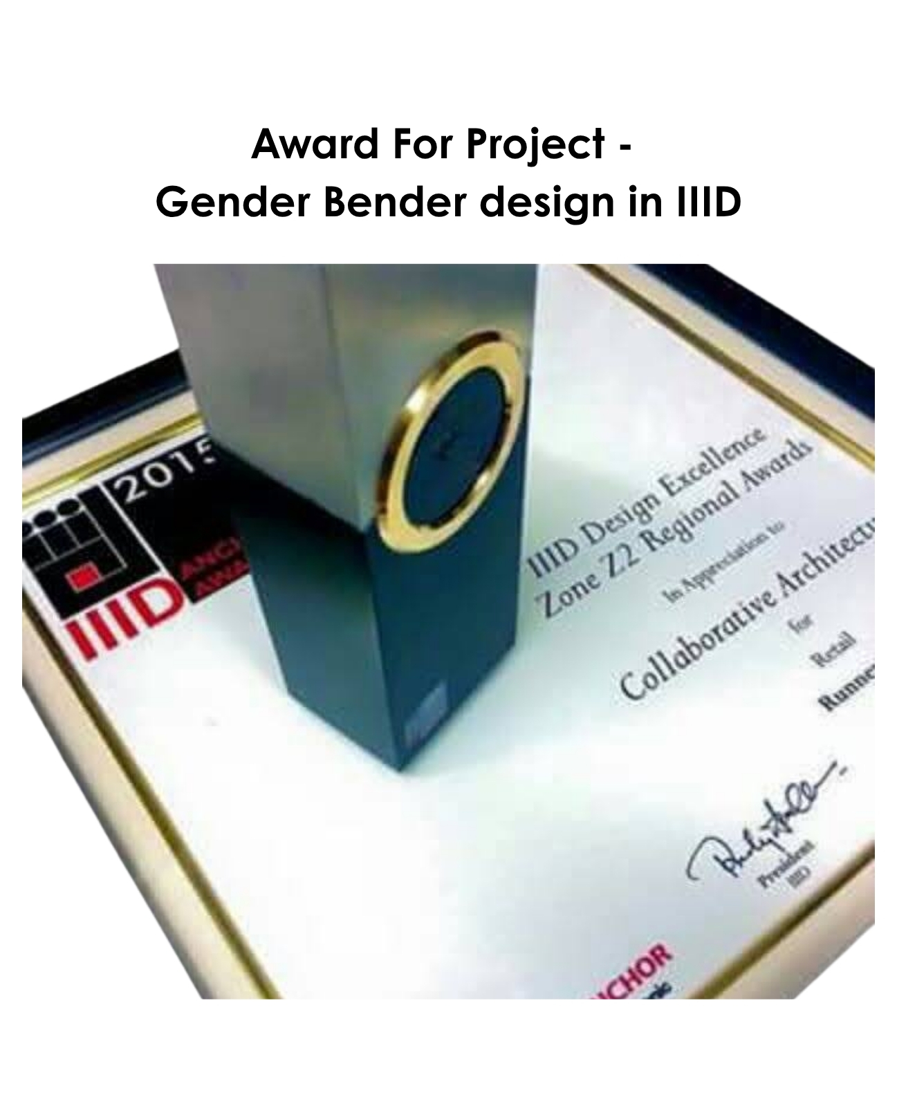 Award For Project - Gender Bender design in IIID
